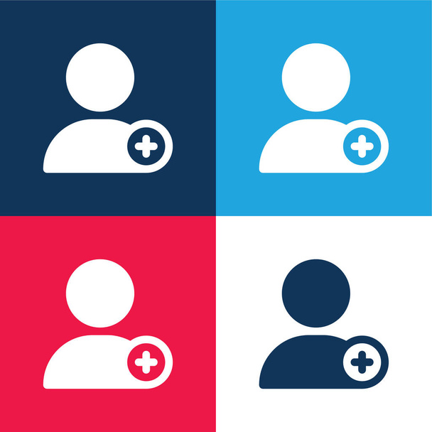 Aggiungi set icona minimale a quattro colori blu e rosso utente - Vettoriali, immagini