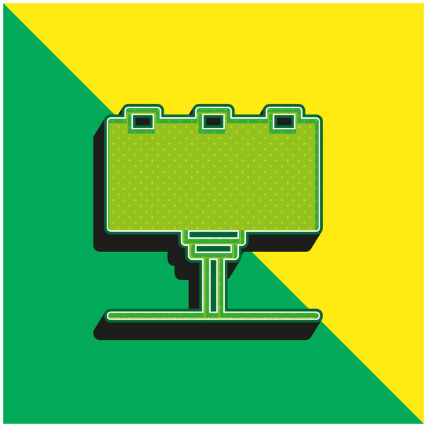 Billboard verde y amarillo moderno vector 3d icono del logotipo - Vector, Imagen