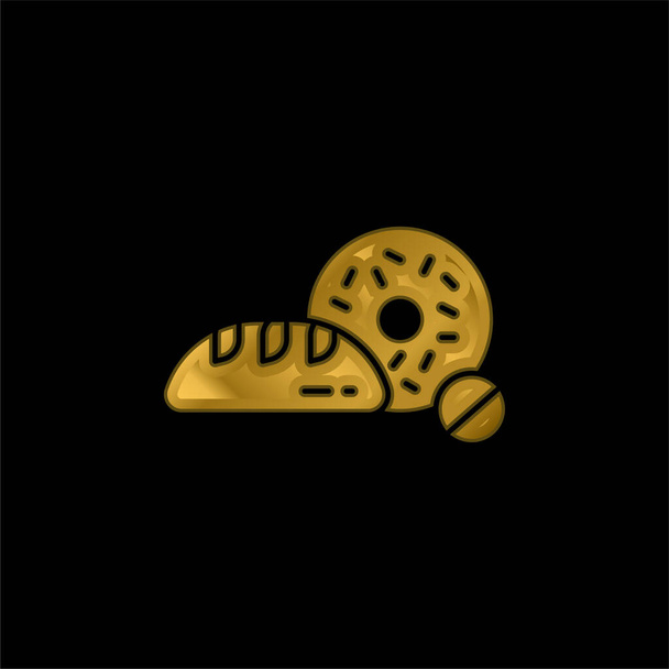 Breads gold plated metalic icon or logo vector - Διάνυσμα, εικόνα