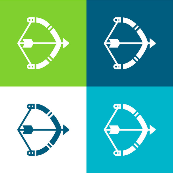 Лук Плоский четыре цвета минимальный набор значков - Вектор,изображение