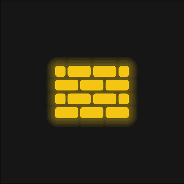 Ladrillo de pared amarillo brillante icono de neón - Vector, Imagen