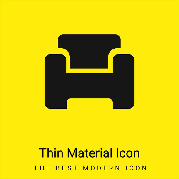 Armchair minimal bright yellow material icon - Vector, Image