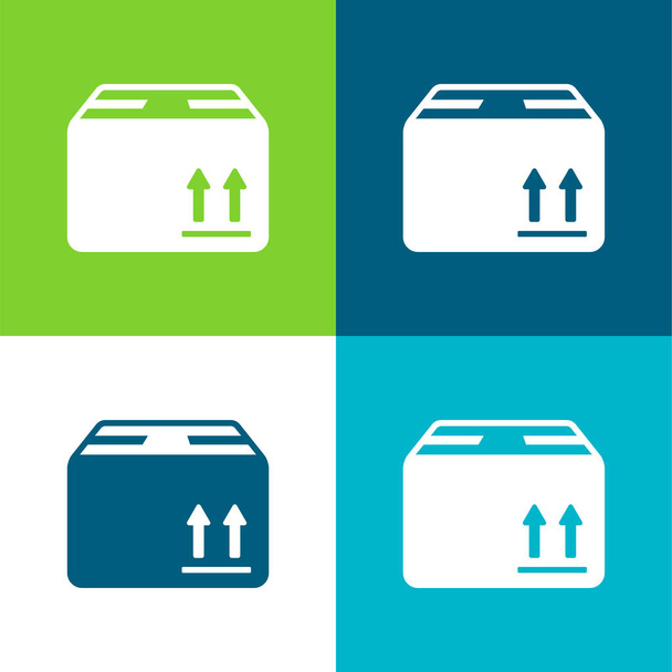 Box Of Packing For Delivery Flat four color minimal icon set - Vetor, Imagem
