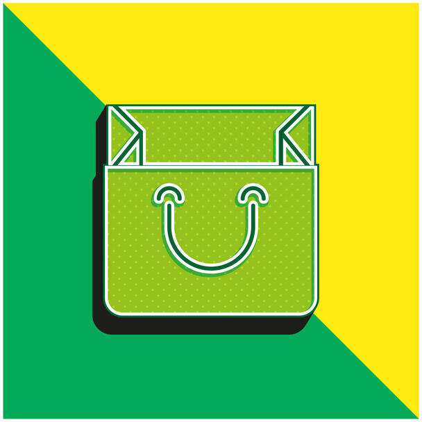 Torba Zielony i żółty nowoczesny ikona wektora 3D logo - Wektor, obraz
