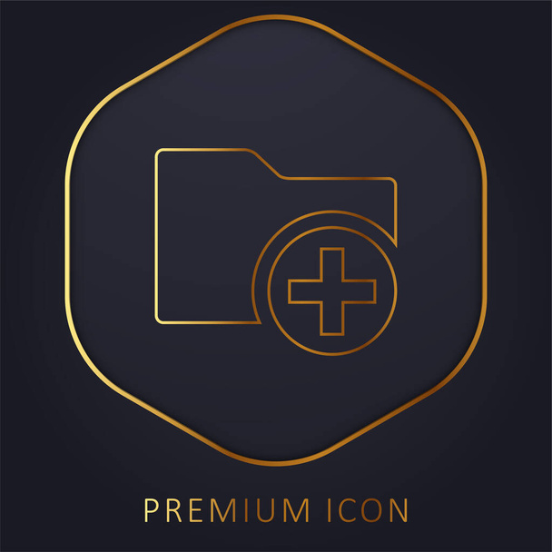 Add A Folder Interface Symbol With Plus Sign In A Circle golden line premium logo or icon - ベクター画像