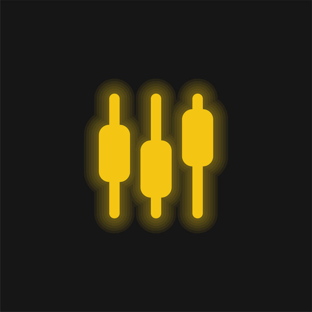 Box Plot yellow glowing neon icon - Wektor, obraz