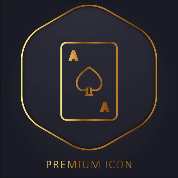 Ace Of Spades golden line premium logo or icon - Vector, Image