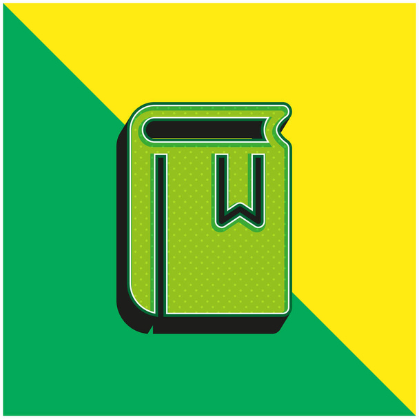 Livro Verde e amarelo moderno logotipo vetor 3d ícone - Vetor, Imagem