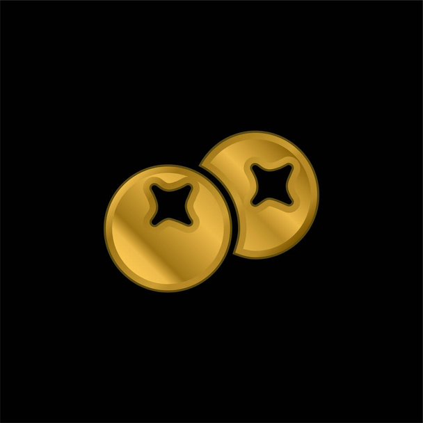 Fekete áfonya aranyozott fém ikon vagy logó vektor - Vektor, kép