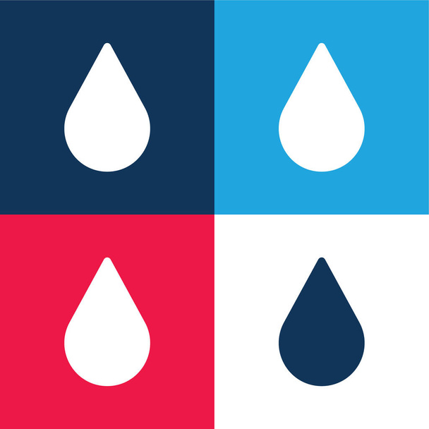 Gota de sangre azul y rojo conjunto de iconos mínimo de cuatro colores - Vector, Imagen