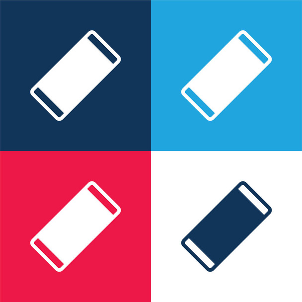 Band Aid bleu et rouge ensemble d'icônes minimes quatre couleurs - Vecteur, image