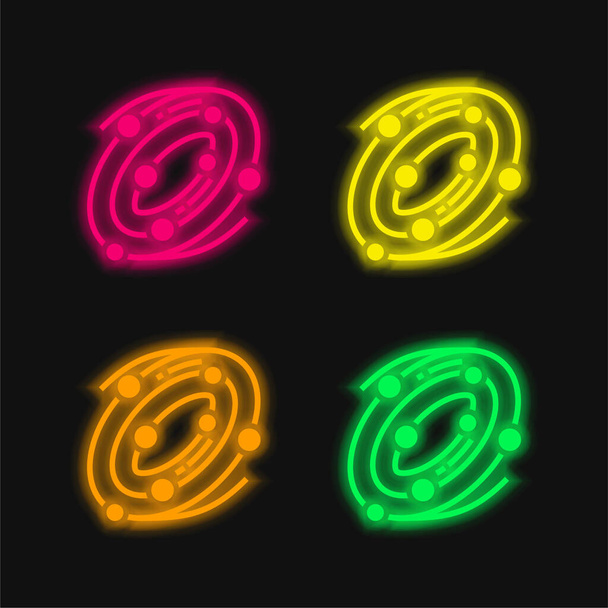 Csillagászat négy szín izzó neon vektor ikon - Vektor, kép