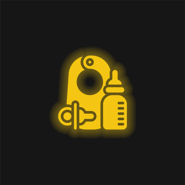 Baby Products yellow glowing neon icon - Vector, afbeelding