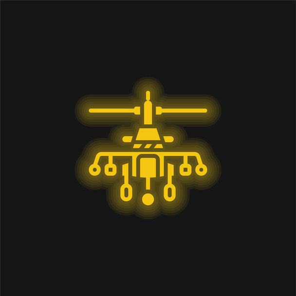 Ordu Helikopteri Sarı Parlayan neon simgesi - Vektör, Görsel