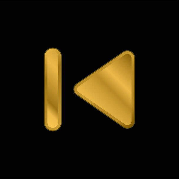 Backward Track gold plated metalic icon or logo vector - Vector, Image