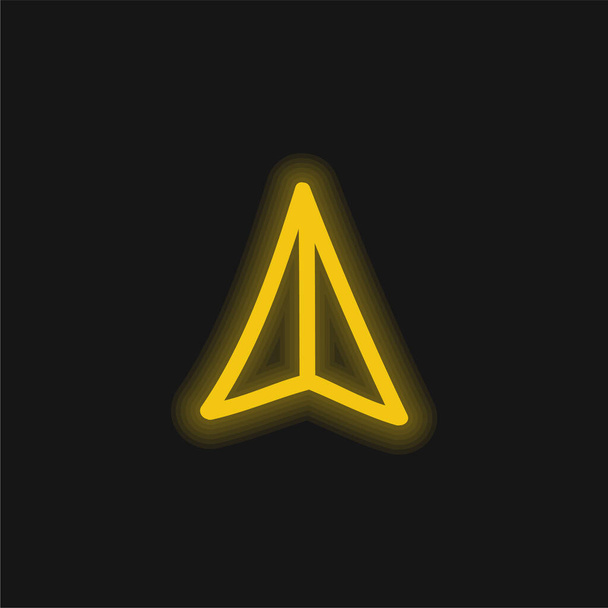 стрелка, указывающая вверх нарисованный вручную символ желтый светящийся неоновый значок - Вектор,изображение