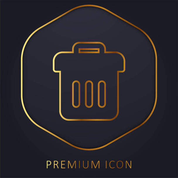 Bin línea dorada logotipo premium o icono - Vector, imagen