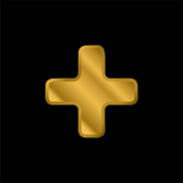 Addition Plus Sign gold plated metalic icon or logo vector - Vektör, Görsel