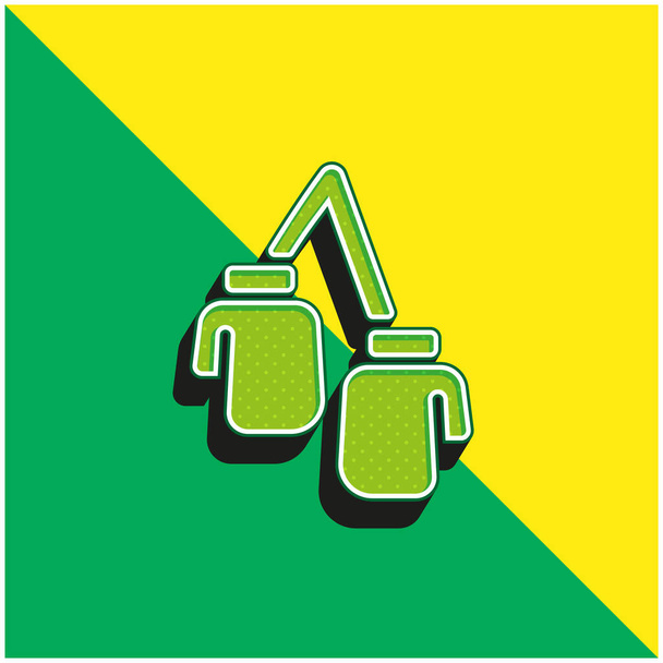 Бокс Зеленый и желтый современный 3d векторный логотип - Вектор,изображение