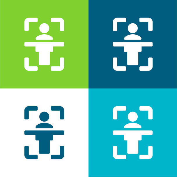 Escaneo corporal Conjunto de iconos mínimo de cuatro colores - Vector, imagen