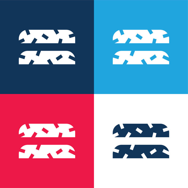 Біскотті синій і червоний чотири кольори мінімальний набір ікони - Вектор, зображення