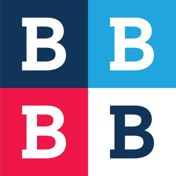 Bold niebieski i czerwony zestaw czterech kolorów minimalny zestaw ikon - Wektor, obraz