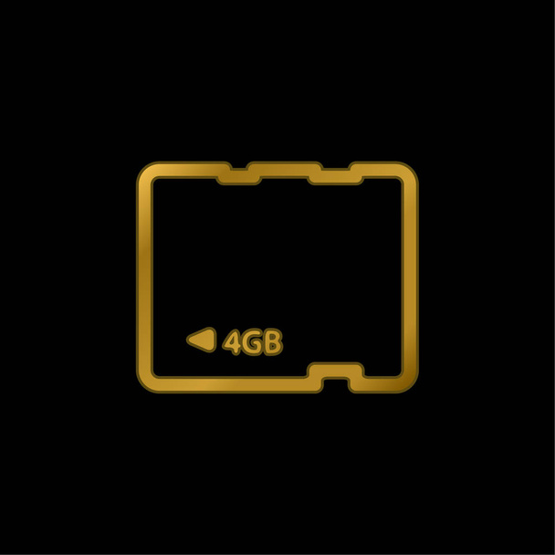 4Gb Card gold plated metalic icon or logo vector - Vektor, kép