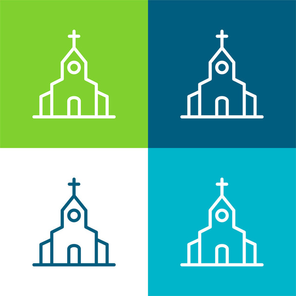 große Kirche flach vier Farben minimales Icon-Set - Vektor, Bild