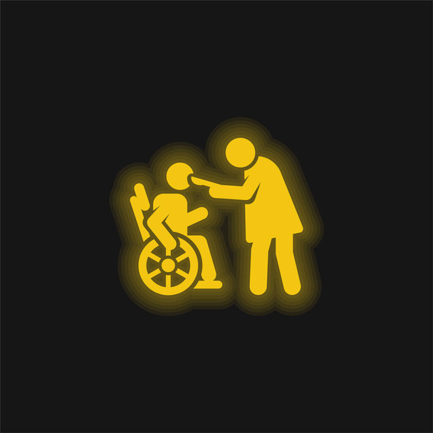 Pomocnicza żółta świecąca ikona neonu - Wektor, obraz