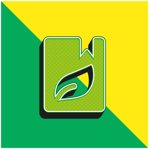 Book Recycle Green and yellow modern 3d vector icon logo - Vektör, Görsel