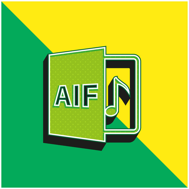 Aif File Format Symbol Green and yellow modern 3d vector icon logo - Vektör, Görsel