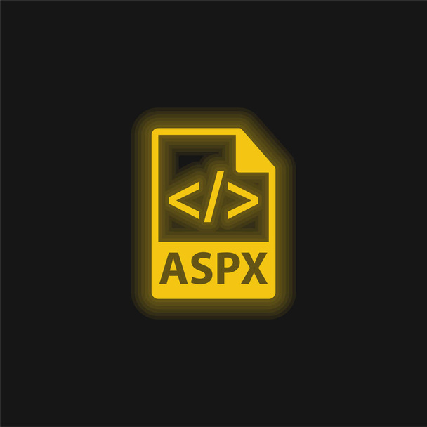 ASPX File Format yellow glowing neon icon - Vektor, kép