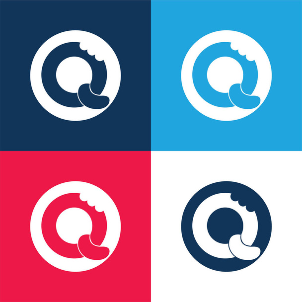 Bisquits Logo niebieski i czerwony zestaw czterech kolorów minimalny zestaw ikon - Wektor, obraz