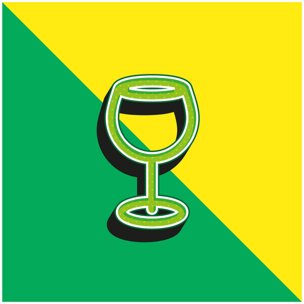 Big Wine Cup Green and yellow modern 3d vector icon logo - Vettoriali, immagini