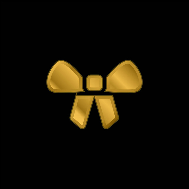 Bow chapado en oro icono metálico o logo vector - Vector, Imagen