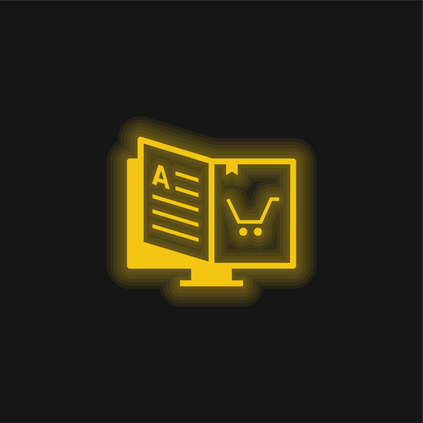Könyv sárga izzó neon ikon - Vektor, kép