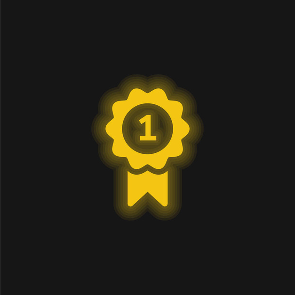Нагорода жовта сяюча неонова іконка
 - Вектор, зображення
