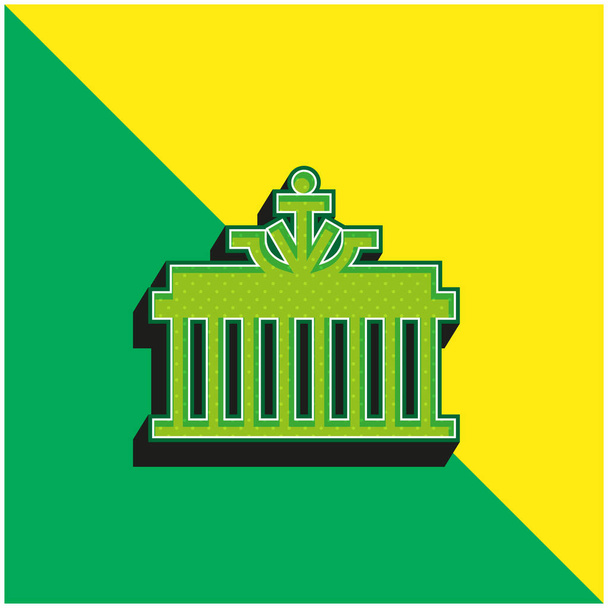 Porta di Brandeburgo Logo icona vettoriale 3d moderna verde e gialla - Vettoriali, immagini