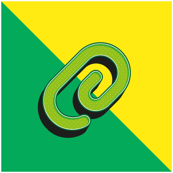 Attach Interface Clip Symbol Green and yellow modern 3d vector icon logo - Vector, afbeelding