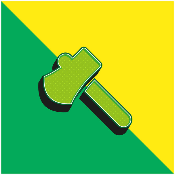 Bijl Groen en geel modern 3D vector icoon logo - Vector, afbeelding