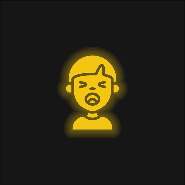 Хлопчик жовтий сяючий неоновий значок
 - Вектор, зображення