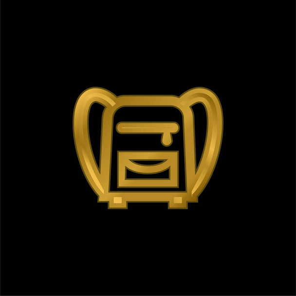 Back Bag For School gold plated metalic icon or logo vector - Vecteur, image