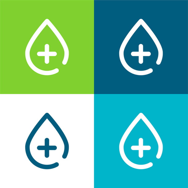 Blood Drop Flat four color minimal icon set - Vector, Image