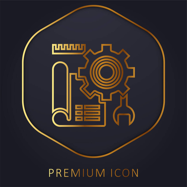 Blueprint linha dourada logotipo premium ou ícone - Vetor, Imagem