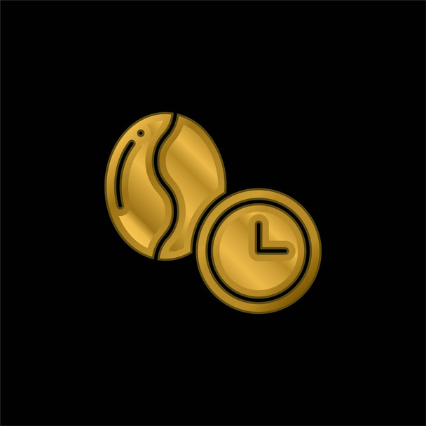 Bean chapado en oro icono metálico o logo vector - Vector, Imagen