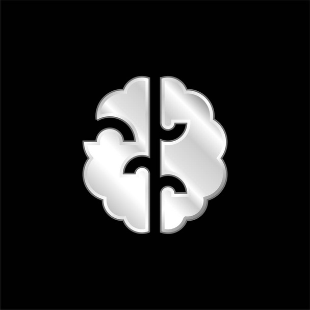 Cerebro plateado icono metálico - Vector, Imagen
