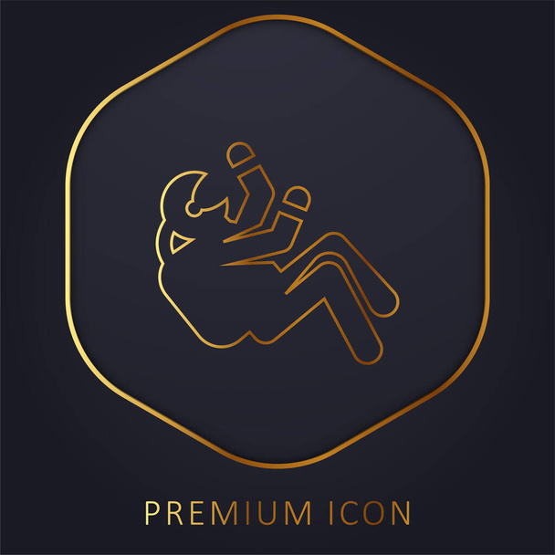 Логотип или иконка золотой линии астронавта - Вектор,изображение