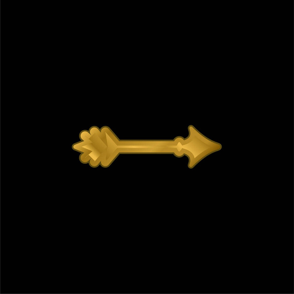 Flecha chapado en oro icono metálico o logo vector - Vector, Imagen
