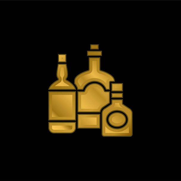 Bottles gold plated metalic icon or logo vector - Vector, Image