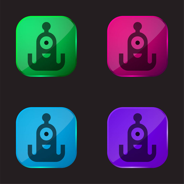 Αλλοδαπός τέσσερις εικονίδιο κουμπί γυαλί χρώμα - Διάνυσμα, εικόνα